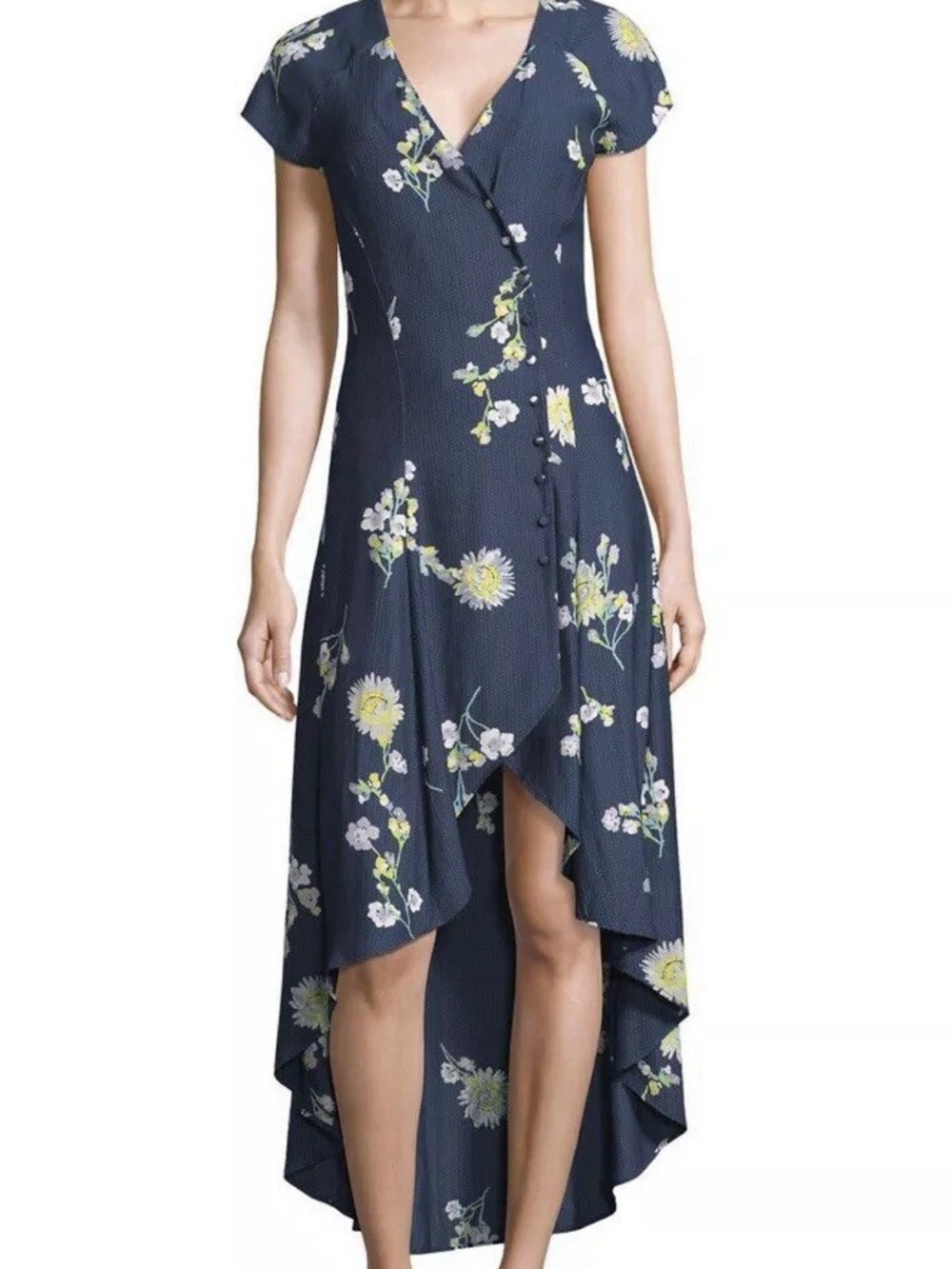 Free People Lost In You Navy Summer Floral Dress XS $128